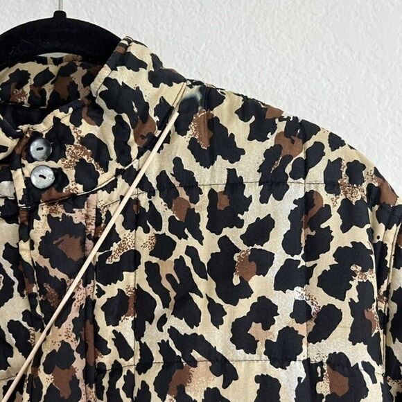 Clio Vintage 90s Womens 100% Silk Leopard Cheetah Print Bomber Puffer Jacket PL - Picture 3 of 12
